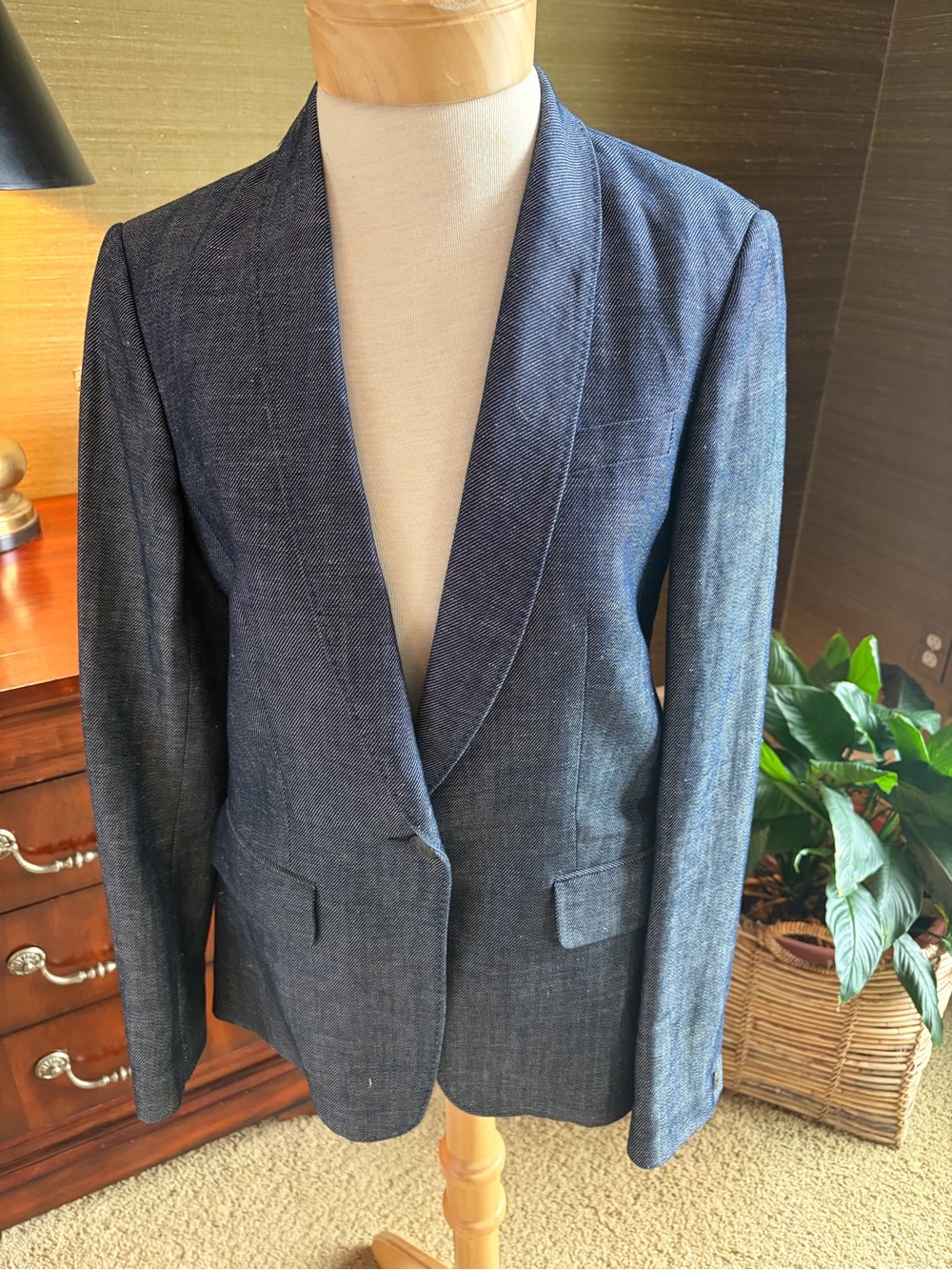 rag & bone Navy Textured Shawl Collar Blazer